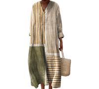 Loose Short Sleeved Solid V-Neck Dress for Women Casual Short Sleeve Long Dresses Color Elegant Styles Basic Maxi Summer Beach Ladies Dress (Style F,4XL)