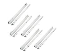 LOOTICH Guías Correderas de Rodillo para Cajón 350mm de Extracción Parcial Tipo Europeo Revestimiento Blanco en Polvo Paquete de 5 (Total de 20 piezas para 5 cajones de montaje)