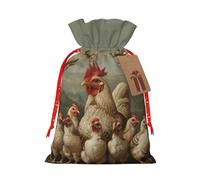 Lootpe A Brood Of Chickens - Bolsas grandes de regalo de Navidad, bolsas reutilizables para regalos, bolsas de regalo de arpillera con cordones