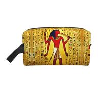 Lootpe Bolsa de maquillaje con impresión de la serie Ancient Egypt Tribe, bolsa de maquillaje portátil de viaje, organizador de artículos de tocador, bolsa de maquillaje grande para mujer
