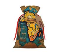 Lootpe Bolsas de regalo de Navidad grandes con estampado de mapa del mundo, bolsas reutilizables para regalos, bolsas de regalo de arpillera con cordones