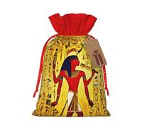 Lootpe Bolsas de regalo de Navidad grandes con impresión de la serie de la tribu del antiguo Egipto, bolsas de regalo reutilizables para regalos, bolsas de regalo de arpillera con cordones
