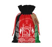 Lootpe Bolsas grandes de regalo de Navidad con estampado de bandera de Afganistán, bolsas reutilizables para regalos, bolsas de regalo de arpillera con cordones