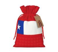 Lootpe Bolsas grandes de regalo de Navidad con estampado de bandera de Chile, bolsas reutilizables para regalos, bolsas de regalo de arpillera con cordones