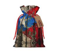 Lootpe Bolsas grandes de regalo de Navidad con estampado de bandera de Puerto Rico, bolsas de vacaciones reutilizables para regalos, bolsas de regalo de arpillera con cordones