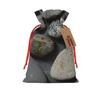Lootpe Bolsas grandes de regalo de Navidad con estampado de piedras de guijarro, bolsas de regalo reutilizables para regalos, bolsas de regalo de arpillera con cordones