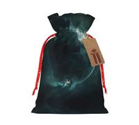 Lootpe Bolsas grandes de regalo de Navidad con estampado de planetas universales, bolsas reutilizables para regalos, bolsas de regalo de arpillera con cordones