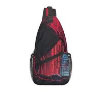 lootpe Bolso bandolera con estampado de ataque de hacker, mochila de hombro, bolsa de pecho, para viajes al aire libre, casual