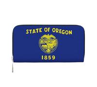 lootpe Cartera para mujer con estampado de la bandera del estado de Oregon, tarjetero, cartera para teléfono, bolso de mano largo