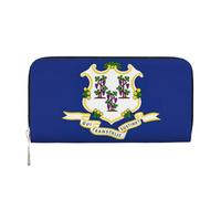 lootpe Connecticut - Cartera para mujer, con estampado de bandera del estado, tarjetero, cartera para teléfono, bolso de mano largo