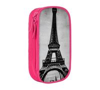 Lootpe Estuche para lápices con estampado de la Torre Eiffel de café parisino, bolsa de almacenamiento, caja de lápices de gran capacidad, bolsa portátil para bolígrafos de oficina con cremallera