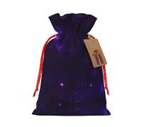 Lootpe Galaxy Starry Space - Bolsas de regalo de Navidad grandes con estampado estrellado morado, bolsas de regalo reutilizables para regalos, bolsas de regalo de arpillera con cordones