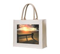 lootpe Lonely Bench - Bolsa de lona con estampado de puesta de sol, bolsa de regalo personalizada, bolsa de viaje de playa, bolsas de compras, regalo para mujeres y madres