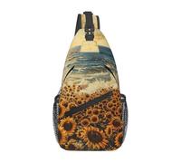 lootpe Sunflowers Sea Print - Bolso bandolera para uso diario, mochila de hombro, bolsa de pecho, para viajes al aire libre, casual