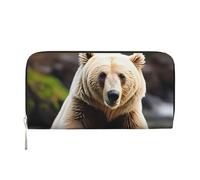 lootpe White Bear Brown Bear - Cartera para mujer con estampado de oso marrón, tarjetero, cartera para teléfono, bolso de mano largo