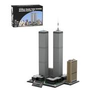 LootPop Juego de bloques de construcción de Twin Towers, MOC-177998 US New York Skyline World Trade Center, modelo arquitectónico a escala 1:800, 7129 piezas, bloques de sujeción para adultos y fans