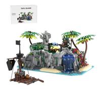 LootPop Juego de bloques de construcción medieval de la isla pirata, MOC-225892 Medieval TAPU Island, explore las misteriosas estatuas caníbales y barcos piratas (1856 piezas)