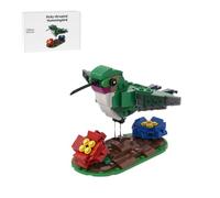 LootPop Juego de construcción de pájaros, modelo de colibri de rubí con flores decorativas (235 piezas), regalo premium para adultos y jóvenes