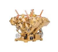 LootPop Modelos de motor de metal, mini V en forma de V, doble cilindro, pistón, máquina de vapor, modelo para barcos de vapor de 90 - 150 cm (avance y retroceso/sin caldera)