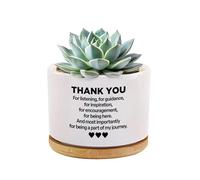 Loovelo Thank You for Listening for Guidance Friends Gifts Boss Coworker Best Friend Dad Mom Thank You Gifts Maceta de cerámica para suculentas con bandeja de bambú, decoración para el hogar y la