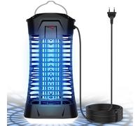 Loowoko Lampara Antimosquitos Exterior, Matamoscas Electrico Interior, 4200V Mata Mosquitos Electrico Exterior, Cable de 3m, Con luz en la parte inferior para camping, patio,dormitorio y sala de estar
