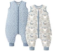 Looxii Pack de 2 Saco de Dormir bebé con Pies 1.5 TOG Algodón Saco Dormir En otoño Todo el año para 3-4 año Niños Niñas 90 cm