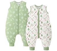 Looxii Pack de 2 Saco de Dormir bebé con Pies 1.5 TOG Algodón Saco Dormir En otoño Todo el año para 18-36 Meses Niños Niñas 80 cm