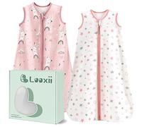 Looxii Paquete de 2 Saco de Dormir para Bebé de Verano 100% Algodón 0.5 TOG transpirable Saco de Dormir 84 cm para Unisex Niñas Niños 12-18 Meses