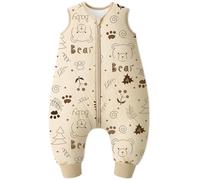 Looxii Saco de Dormir bebé con Pies 2.5 TOG Algodón Saco Dormir En otoño Todo el año para 3-4 año Niños Niñas 90 cm