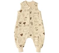 Looxii Tog 1.5 - Saco de dormir para bebé con pies, algodón, Oso albaricoque, 90cm/3-4 ans