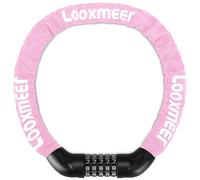 Looxmeer Candado Bicicleta Antirrobo, Cerradura Combinación 5 Dígitos, Bloqueo de Alta Seguridad, Candado de Cadena sin Llave, para Bici Moto Scooter, 90CM, Rosa