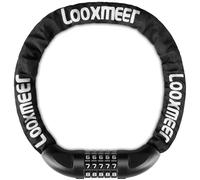 Looxmeer Candado Bicicleta Antirrobo, Cerradura Combinación 5 Dígitos, Bloqueo de Alta Seguridad, Candado de Cadena sin Llave, para Bici Moto Scooter, 90CM, Negro, Logotipo Blanco