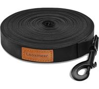 Looxmeer Correa Perro Larga, 3 m / 5m / 7m / 10m / 15m / 20m / 25m / 30m Correa de Adiestramiento para Perros, Cuerda Extra Larga Perros, Resistente para Camping Paseo Entrenar, Negro