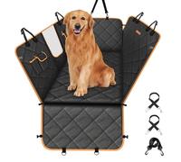 Looxmeer Funda Coche Perro Protector Asiento Trasero Coche Mascotas Impermeable Antideslizante Anti-Pelo Cubierta con Malla Visible Cinturón de Seguridad, Universal Transportar Viajar, Naranja
