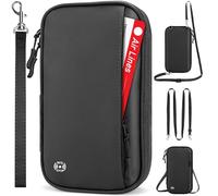 Looxmeer Portadocumentos de Viaje Familiar con FRID, Cartera Bandolera para 4 Pasaportes Grande Impermeable para Hombre y Mujer, Organizador Documentos Billetes Tarjetas, Negro