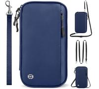 Looxmeer Portadocumentos de Viaje Familiar con FRID, Cartera Bandolera para 4 Pasaportes Grande Impermeable para Hombre y Mujer, Organizador Documentos Billetes Tarjetas, Azul