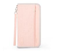 Looxmeer Portadocumentos para Viaje, Cartera de Pasaporte Familiar con RFID, Funda Pasaporte Grande para Hombre y Mujer, Organizador de Documentos Billetes Avión Tarjetas, Rosa