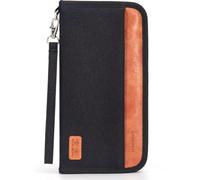 Looxmeer Portadocumentos para Viaje, Cartera de Pasaporte Familiar con RFID, Funda Pasaporte Grande para Hombre Mujer, Organizador Documentos Billetes Tarjetas, Negro&Naranja