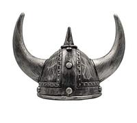 LOOYAR Casco vikingo medieval de la edad vikinga con cuernos de la edad media berserker guerrero sombrero sombrero de caballete adulto juguete para juegos de batalla Halloween Cosplay LARP plata