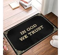 LOP Alfombra con esquinas In God We Trust | Alfombra ultra lavable, antifatiga, ideal para decoración del hogar (65 x 90 cm)