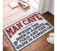 LOP Alfombrilla de ducha con diseño de hombre peludo con reglas de cueva | Felpudo acolchado antideslizante para zapatos de interior (40 x 60 cm)