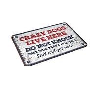 LOP Alfombrilla de felpa antideslizante para baño, resistente al agua, perros locos viven aquí, no golpean, ladrarán, antifatiga, cocina, duradera, antideslizante, para quitar los zapatos (65 x 90 cm)