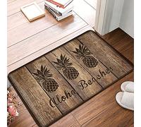 LOP Aloha Beaches - Felpudo antifatiga con diseño de piña para puerta de exterior, grande, superabsorbente, absorbente de agua (65 x 90 cm)