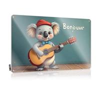 LOP Cartel de metal para puerta de dormitorio con texto en inglés "Man Cave Rules Koala Serenades: A Musical Adventure In Paris" (20 x 30 cm)