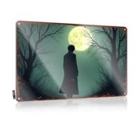 LOP Cool Room Accessories - Letrero de estaño para adolescentes y niños, figura solitaria bajo el bosque iluminado por la luna, letrero divertido para decoración de habitación (30 x 40 cm)