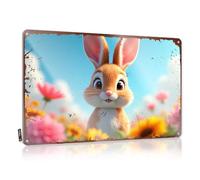 LOP Cool Room Accessories - Letrero de lata para adolescentes y niños, adorable conejo en un campo de flores, letrero de estaño divertido para decoración de habitación (30 x 40 cm)