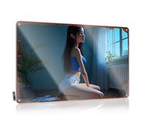 LOP Decoración de metal para el hogar, bar, niña sentada junto a la ventana con plantas, letrero de estaño, accesorios para hombre, cueva, bar, letrero vintage (30 x 40 cm)