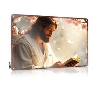 LOP Divertidos letreros de metal con texto en inglés "Jesus in Serenity: A Moment Of Reflection Amidst Blossoms And But Tin Sign Bro Cave Bar para el hogar y bar divertido (30 x 40 cm)