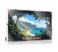 LOP Divertidos letreros de metal con texto en inglés "Journey To The Enchanting Napali Coast Paradise" (20 x 30 cm)