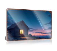 LOP Divertidos letreros de metal para barra con texto en inglés "Whispering Cabin Under The Shooting Star Sky" (30 x 40 cm)